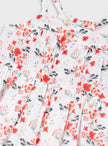 Φλοράλ λευκό παιδικό βρεφικό  φόρεμα Energiers με τιράντες και κόκκινα λουλούδια

