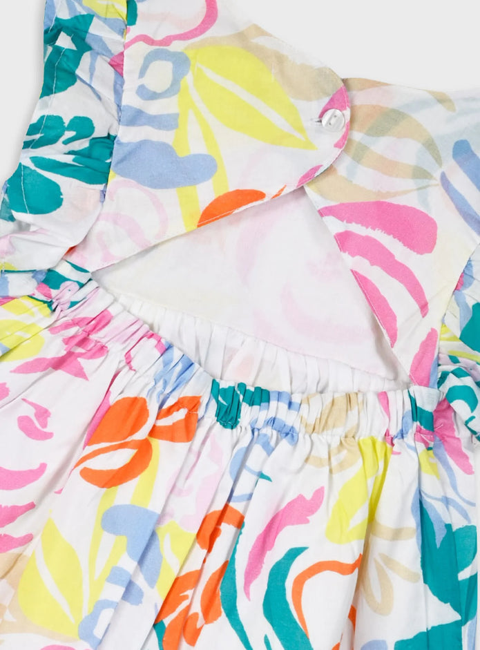 Βρεφικό σετ Energiers με πολύχρωμο φλοράλ φόρεμα με βολάν, κορδέλα και βρακάκι