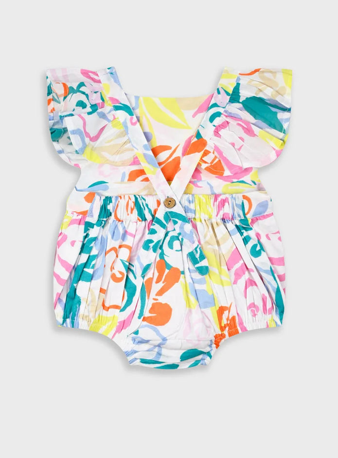 Βρεφικό κορμάκι Energiers πολύχρωμο με βολάν και αφηρημένο floral σχέδιο


