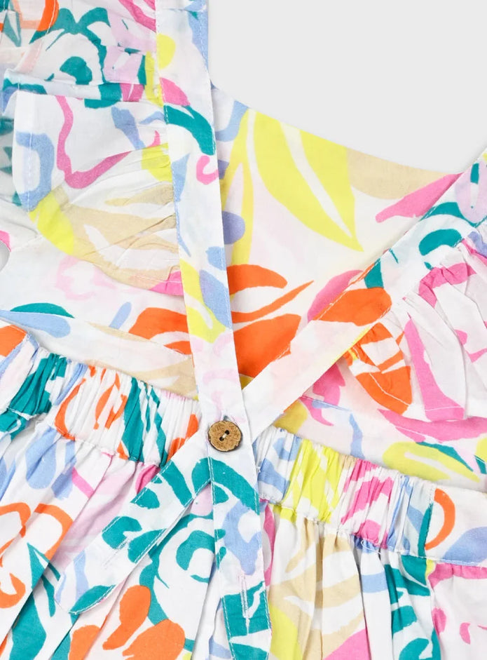 Βρεφικό κορμάκι Energiers πολύχρωμο με βολάν και αφηρημένο floral σχέδιο

