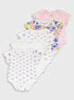 Energiers σετ 5 βρεφικά κορμάκια κορίτσι με λουλούδια πουά και ροζ σχέδιο