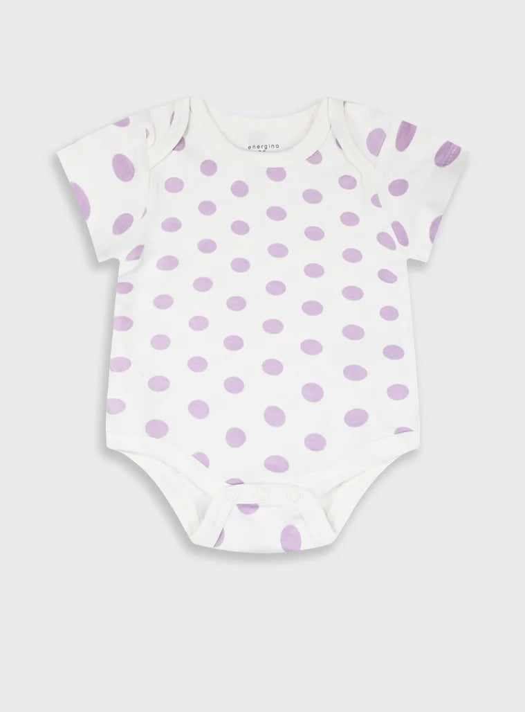 Energiers σετ 5 βρεφικά κορμάκια κορίτσι με λουλούδια πουά και ροζ σχέδιο