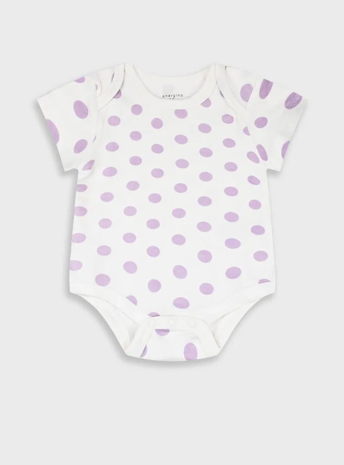 Energiers σετ 5 βρεφικά κορμάκια κορίτσι με λουλούδια πουά και ροζ σχέδιο