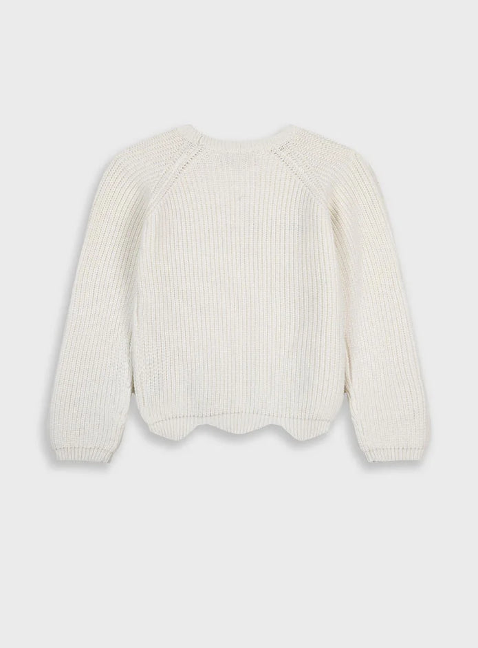 Πίσω όψη παιδικού πλεκτού πουλόβερ Energiers σε κρεμ χρώμα.