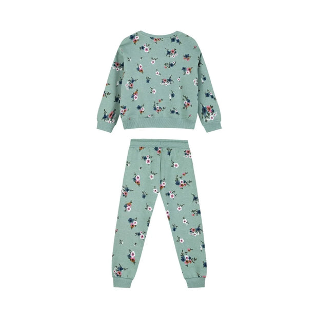 Energiers Kids Jumpsuit Set with Flowers &amp; Silver Message "Smile &amp; Be Happy"