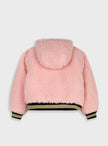 Πίσω όψη παιδικού shearling μπουφάν Energiers σε ροζ χρώμα με κουκούλα