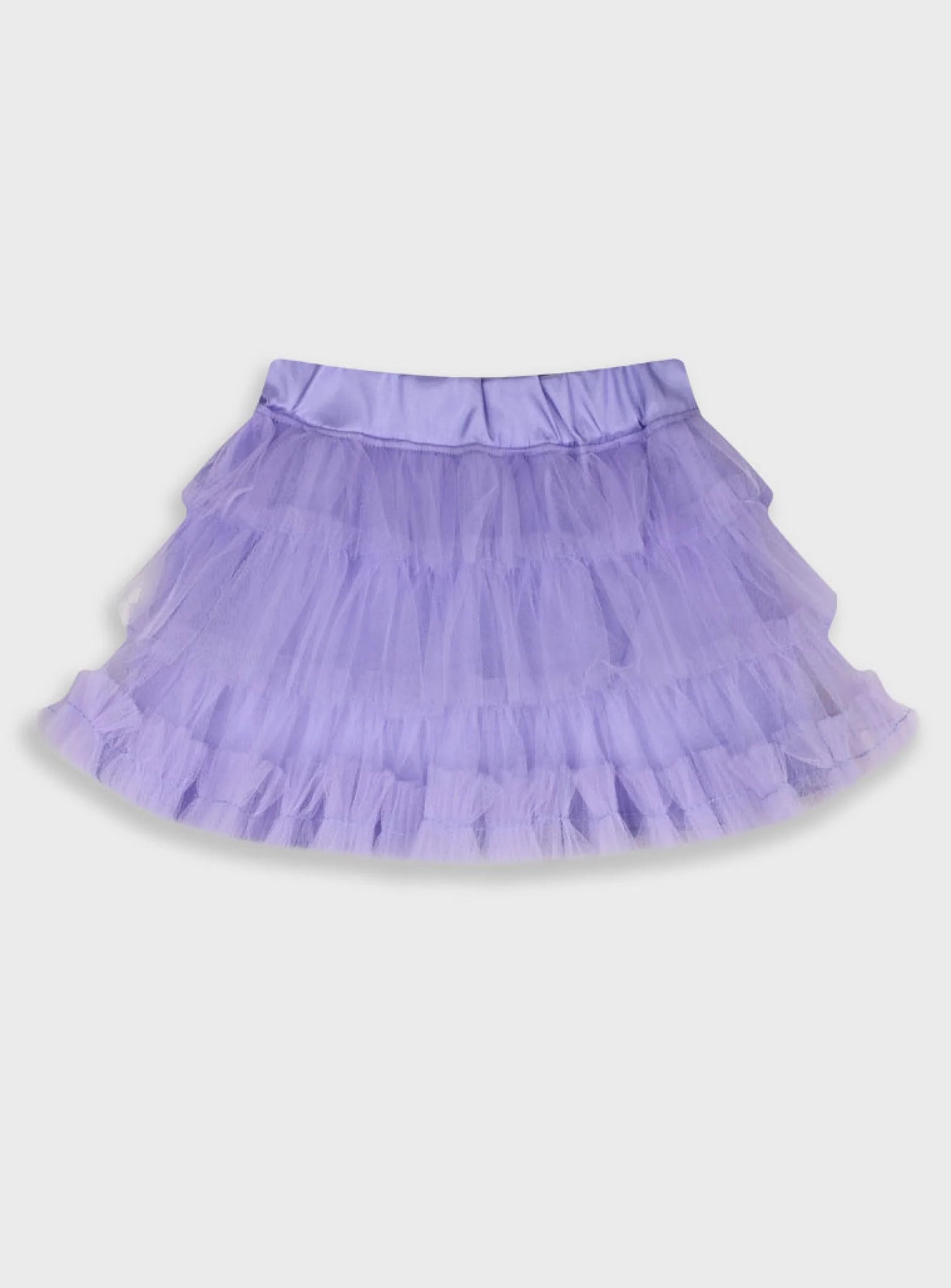 Παιδική τούλινη φούστα Energiers σε λιλά χρώμα με σατινέ λάστιχο στη μέση και πολλαπλές στρώσεις τούλι, ιδανική για κοριτσίστικες εμφανίσεις.