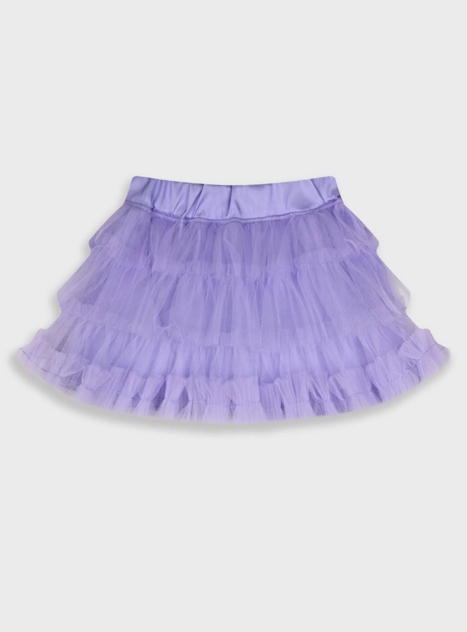 Παιδική τούλινη φούστα Energiers σε λιλά χρώμα με σατινέ λάστιχο στη μέση και πολλαπλές στρώσεις τούλι, ιδανική για κοριτσίστικες εμφανίσεις.