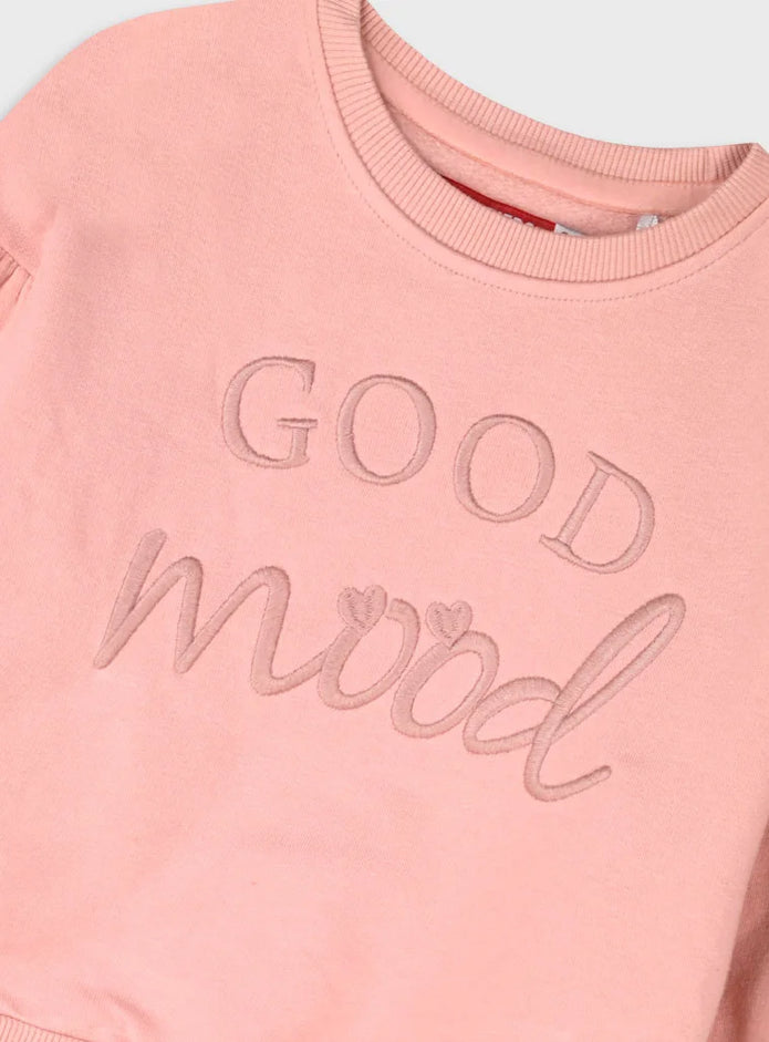 Ροζ παιδικό φούτερ Energiers με κέντημα 