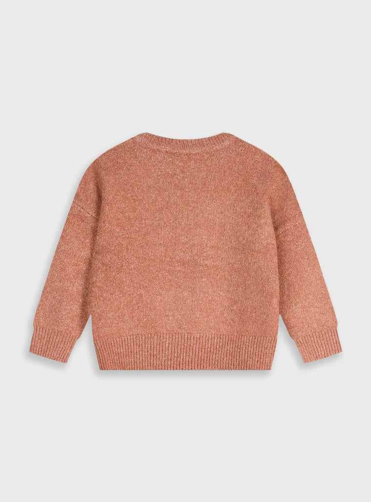 Παιδικό κοριτσίστικο πουλόβερ Energiers Coral Gold με αρκουδάκι – λεπτομέρεια μπροστινής όψης

Παιδικό πουλόβερ Energiers Coral Gold – πίσω όψη

Παιδικό πουλόβερ Energiers Coral Gold με fluffy λέξη HAPPY και αρκουδάκι – μπροστινή όψη

Κορίτσι φοράει το πουλόβερ Energiers Coral Gold με αρκουδάκι – lifestyle φωτογραφία