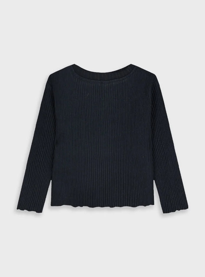 Παιδική μπλούζα Energiers ριμπ σε μαύρη απόχρωση (πίσω όψη).