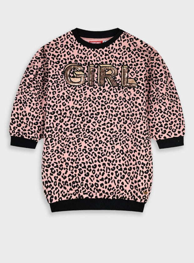 Energiers παιδικό φόρεμα φούτερ με animal print και παγιέτες για κορίτσια