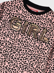 Παιδικό φόρεμα Energiers ροζ με animal print και παγιέτες 