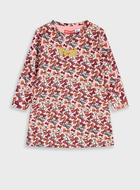 Energiers παιδικό φόρεμα σε ροζ χρώμα με all-over φιόγκους και στάμπα glitter