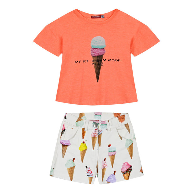 Enrgiers Children's T-Shirt and Shorts Set - "Ice Cream Mood"