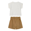 Energiers Girls' Set: Butterfly Blouse and Khaki Shorts with Belt