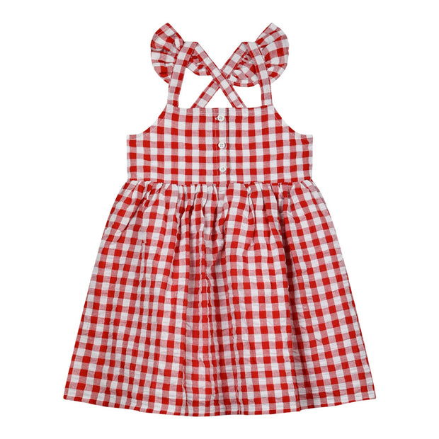 Energies Παιδικό Φόρεμα Κάρο με Ραντάκι και Κουμπιά