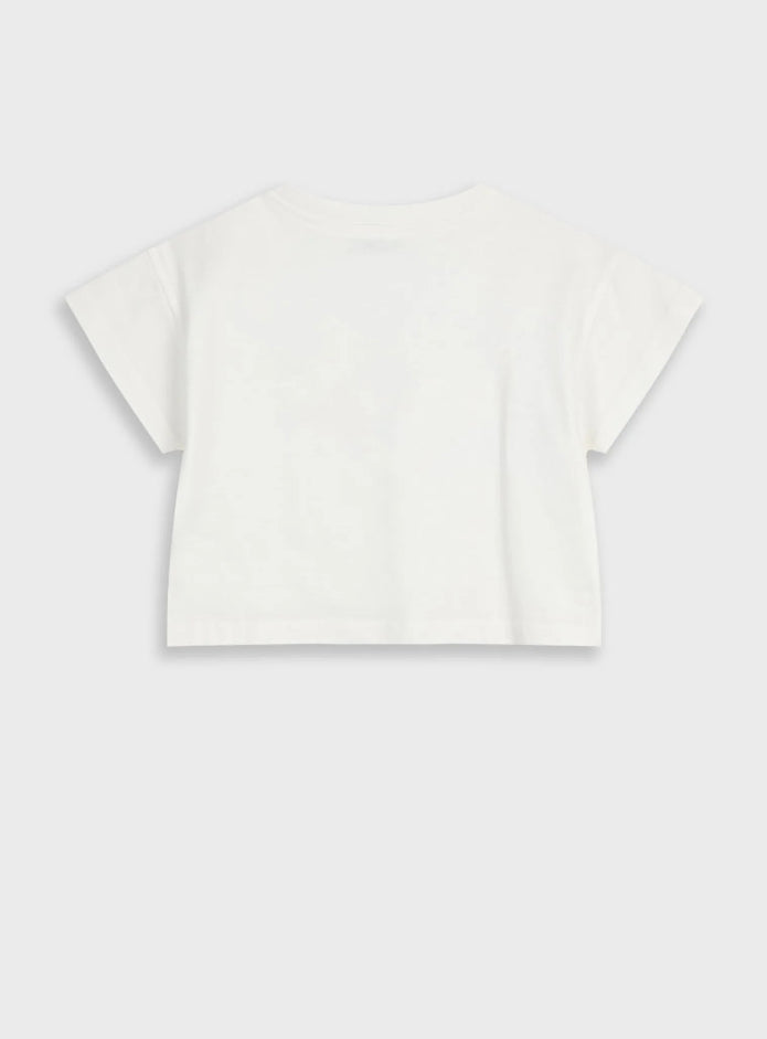 Παιδική λευκή μπλούζα Energiers με παγιέτες σε σχέδιο γυαλιά ηλίου και καλοκαιρινή στάμπα

