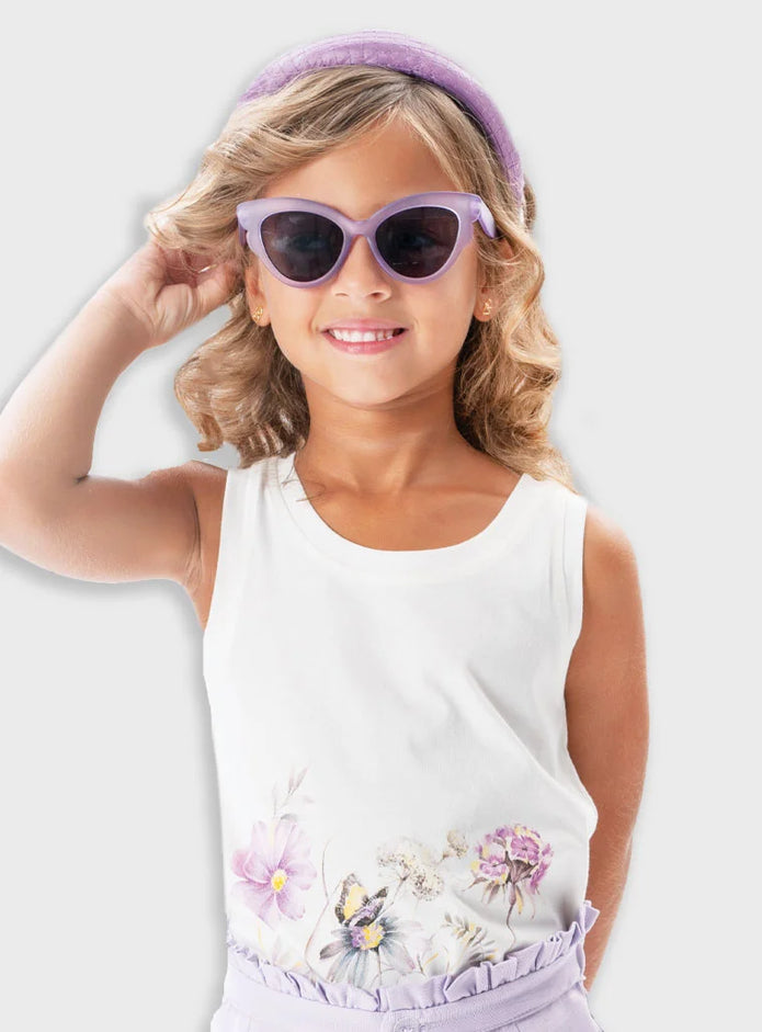 Energiers κρεμ αμάνικο μπλουζάκι με στάμπα λουλούδια για κορίτσι

