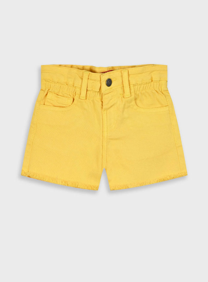 Μπροστινή όψη κίτρινου σορτς Energiers με κουμπί