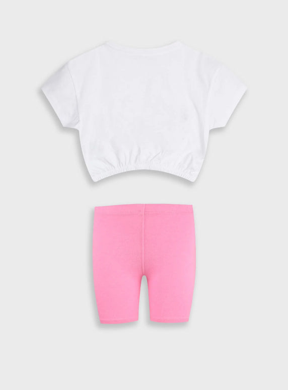 Παιδικό καλοκαιρινό σετ Energiers για κορίτσια με crop top "USA Florida" και ροζ κολάν