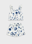 Energiers παιδικό σετ κοριτσιού με floral crop top και σορτσάκι σε μπλε λουλούδια