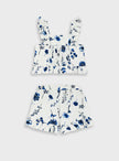 Energiers παιδικό σετ κοριτσιού με floral crop top και σορτσάκι σε μπλε λουλούδια