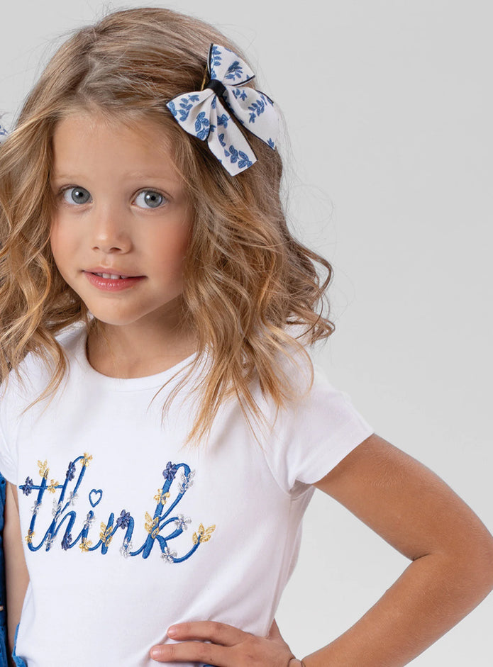 Energiers παιδική λευκή μπλούζα think με κέντημα και άνοιγμα στην πλάτη