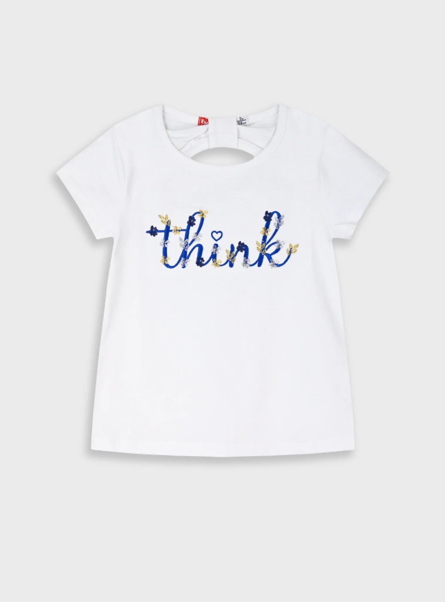 Energiers παιδική λευκή μπλούζα think με κέντημα και άνοιγμα στην πλάτη