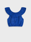 Energiers παιδικό μπλε crop top με βολάν στους ώμους για κορίτσι