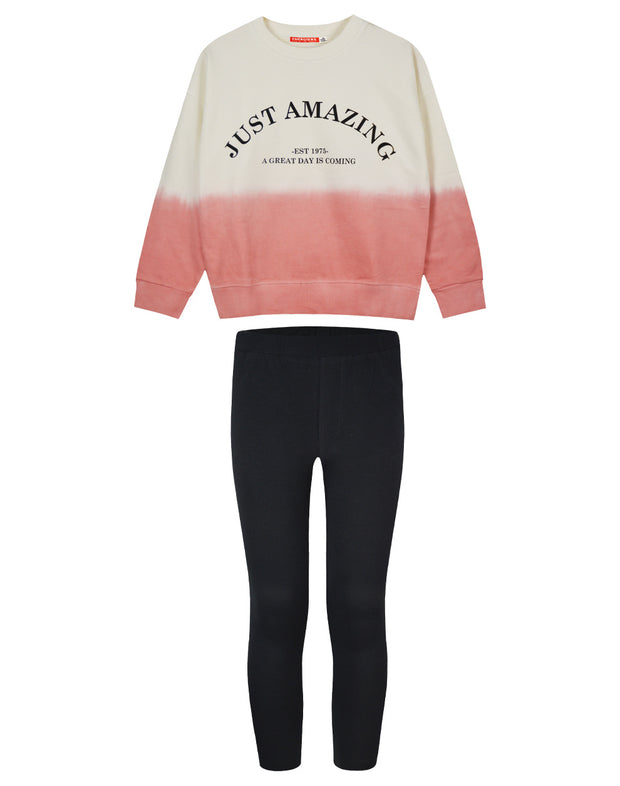 Energiers Kids Tracksuit Set "Just Amazing" with Sweatshirt &amp; Black Leggings