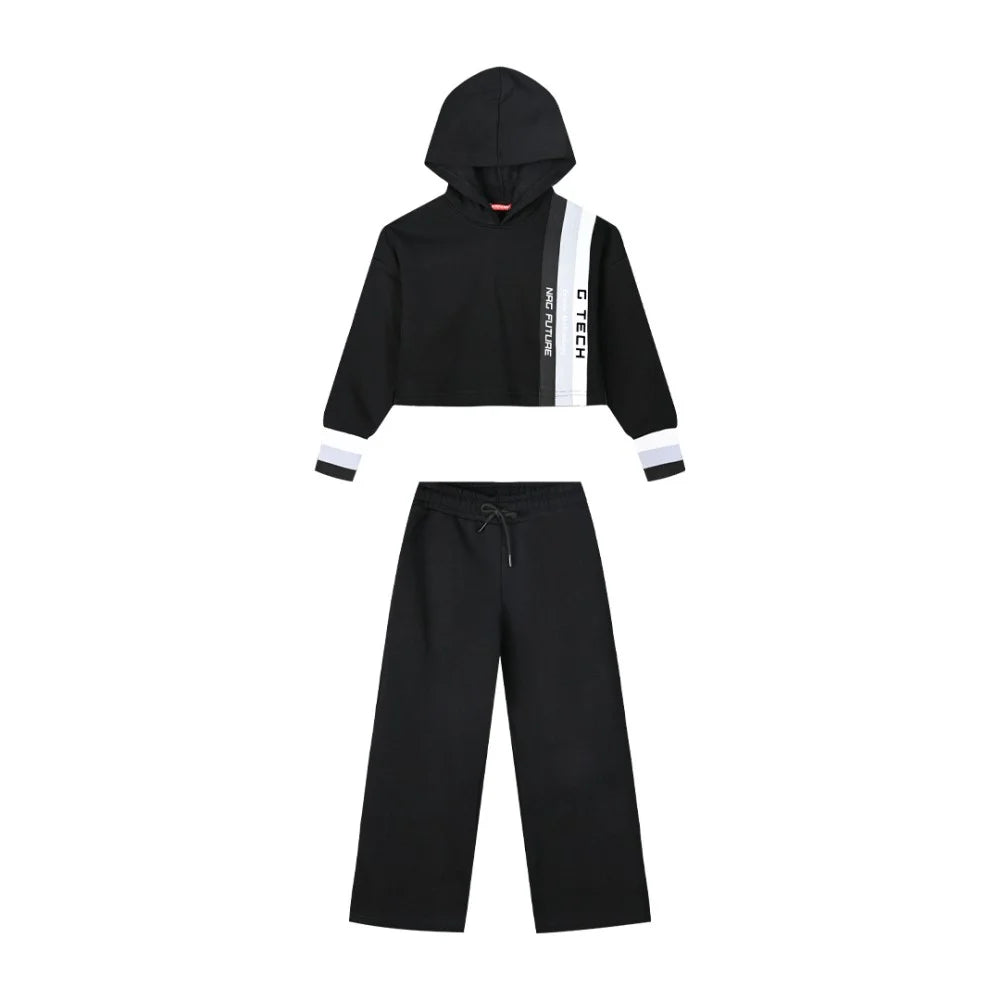 Energiers Kids Tracksuit Set with Short Hoodie & Wide Leg Pants