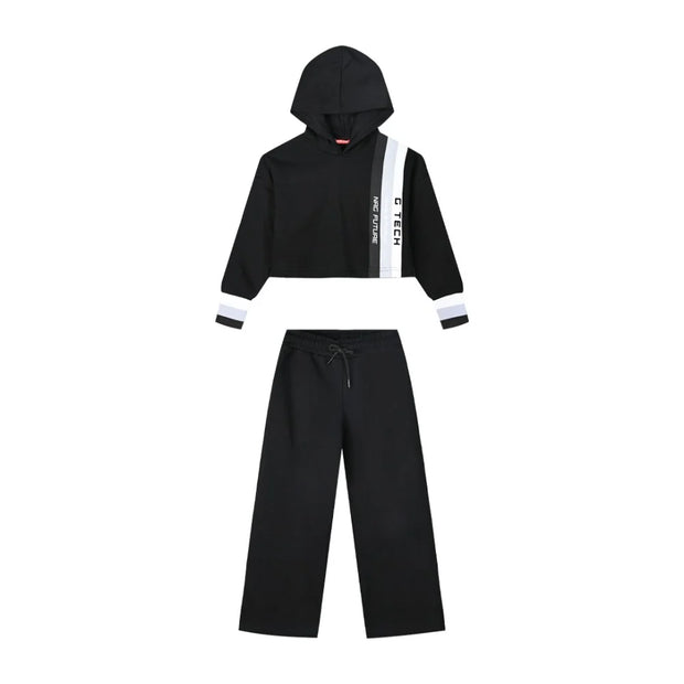 Energiers Kids Tracksuit Set with Short Hoodie &amp; Wide Leg Pants