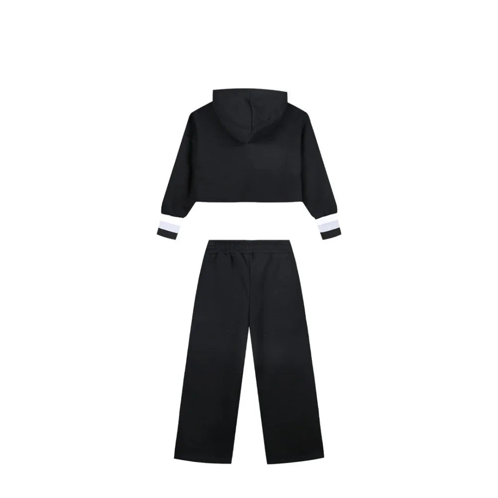 Energiers Kids Tracksuit Set with Short Hoodie & Wide Leg Pants