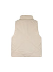 Παιδικό μπουφάν γιλέκο σε μπεζ χρώμα με φερμουάρ μπροστά και πλαϊνές τσέπες, ιδανικό για κομψές casual εμφανίσεις.
