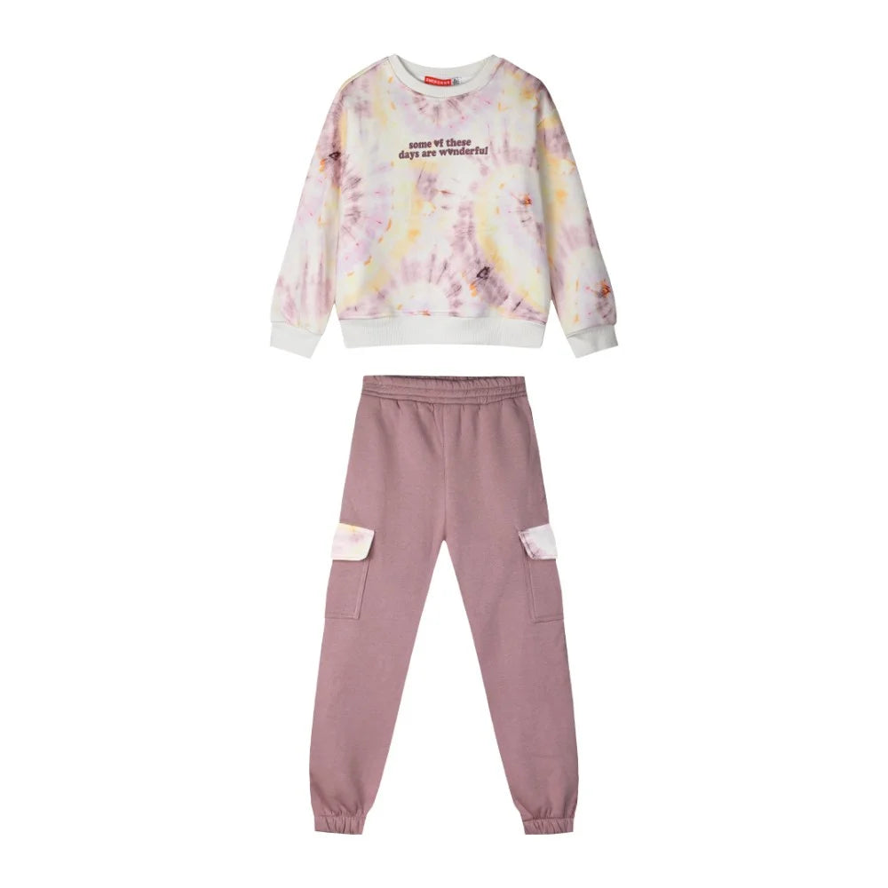 Energiers Kids Tie-Dye Tracksuit Set with Message & Cargo Pants