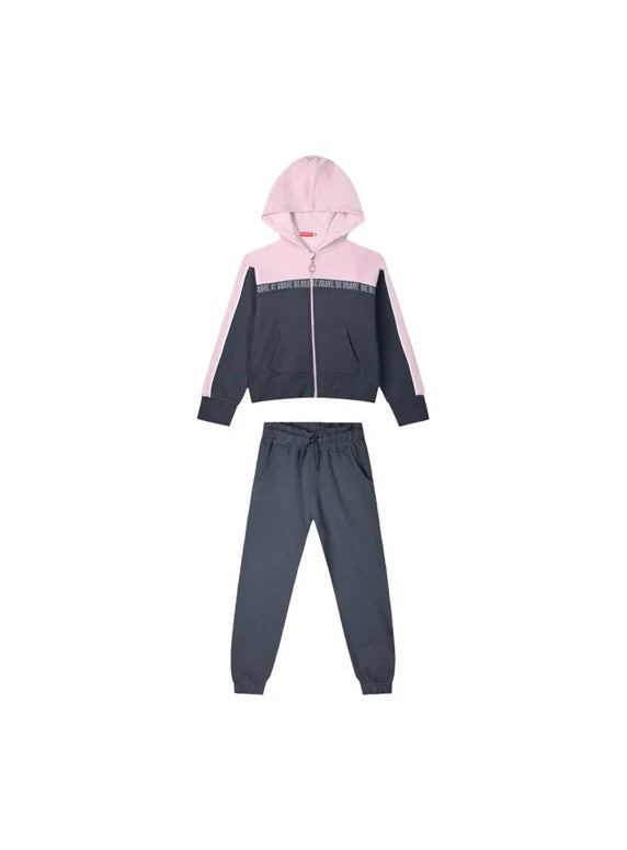 Energies Kids Hooded Tracksuit Set in Pink and Gray
