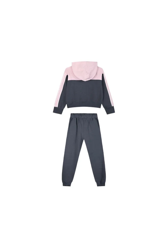 Energies Kids Hooded Tracksuit Set in Pink and Gray