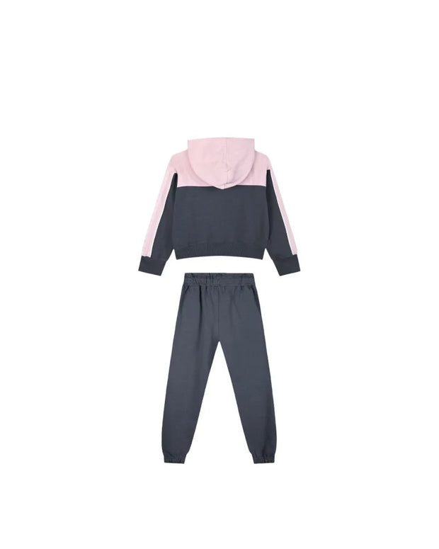 Energies Kids Hooded Tracksuit Set in Pink and Gray