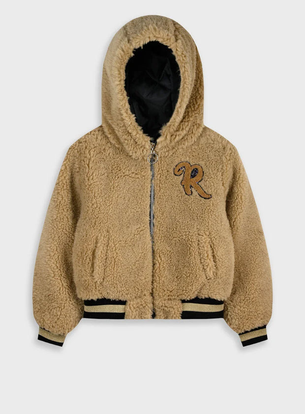 παιδικό shearling μπουφάν Energiers με φερμουάρ και λεπτομέρειες glitter