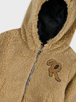 παιδικό καφέ shearling μπουφάν Energiers με κουκούλα και γράμμα R