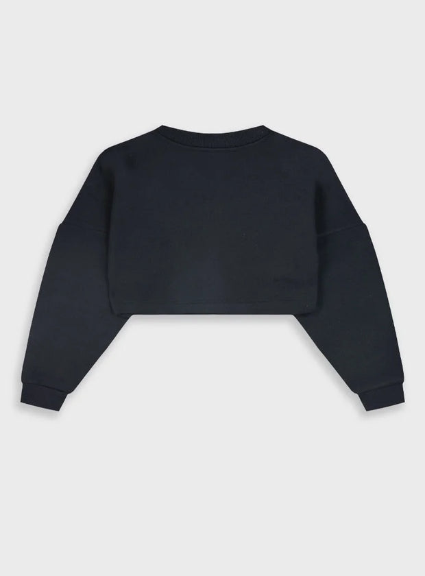 Πίσω όψη από το σκούρο μπλε crop top φούτερ Energiers για κορίτσια.