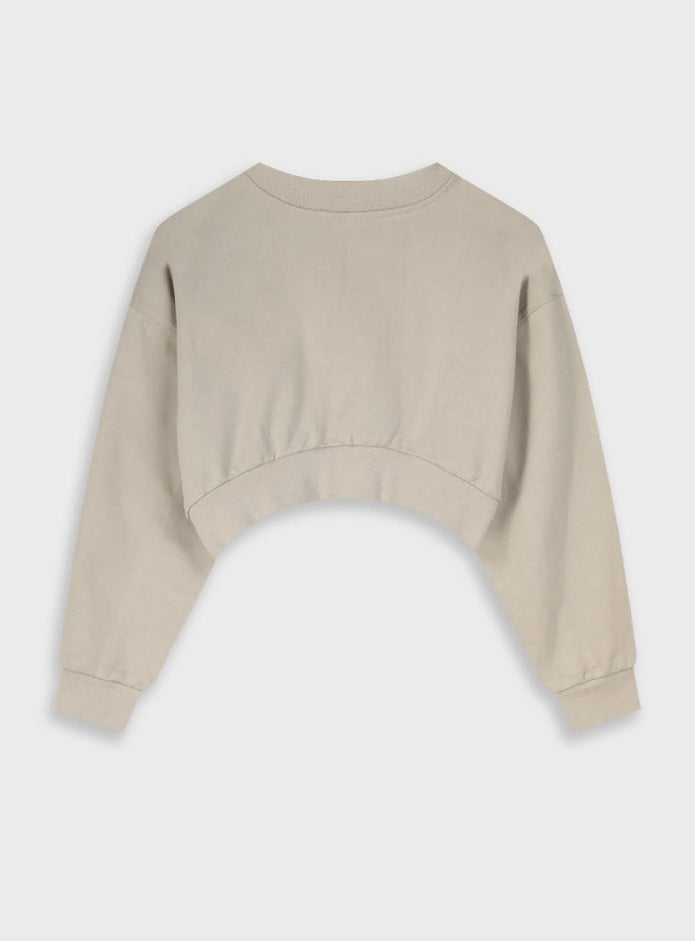 Energiers crop top φούτερ μπεζ με κέντημα Attitude of Gratitude