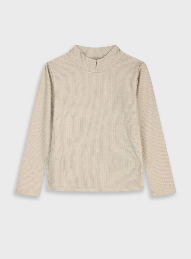 Παιδική ριμπ μπλούζα Energiers σε μπεζ χρώμα με μακρύ μανίκι και ζιβάγκο λαιμόκοψη