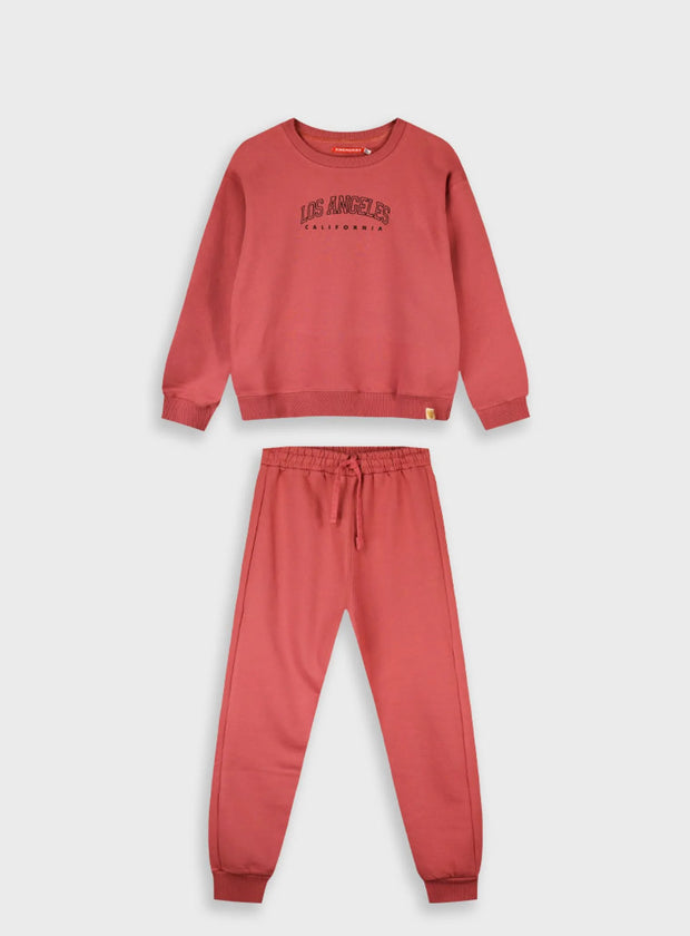 Παιδικό σετ φόρμα Energiers σε σκονισμένο ροζ με τύπωμα "Los Angeles".