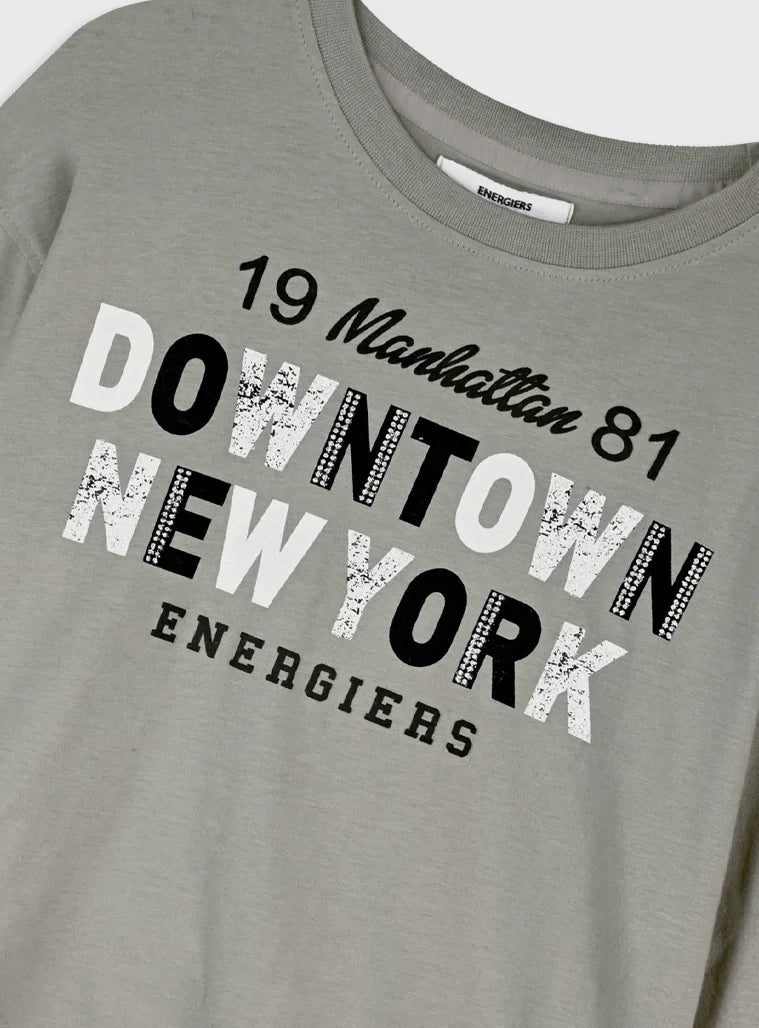 Energiers παιδικό σετ γκρι φούτερ Downtown New York με μαύρο κολάν