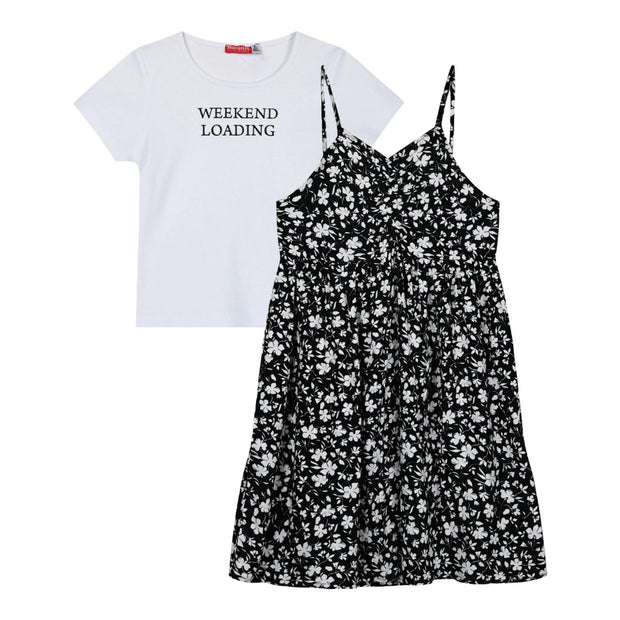 Energiers Σετ Παιδικό Φόρεμα με Λουλουδάτο Σχέδιο και Μπλουζάκι