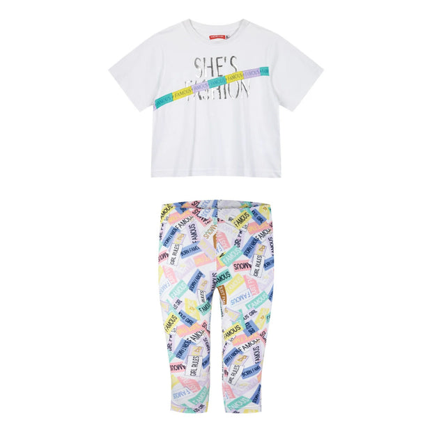 Energiers Girls' Set: Blouse and Leggings with "Celebrities" Print