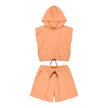 Energiers Kids' Sleeveless Hoodie and Shorts Set in Orange Color