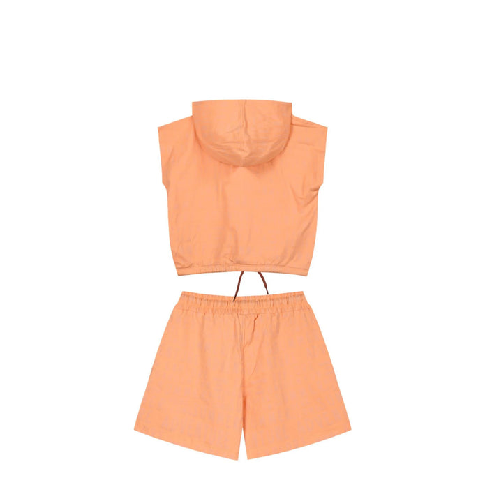 Energiers Kids' Sleeveless Hoodie and Shorts Set in Orange Color
